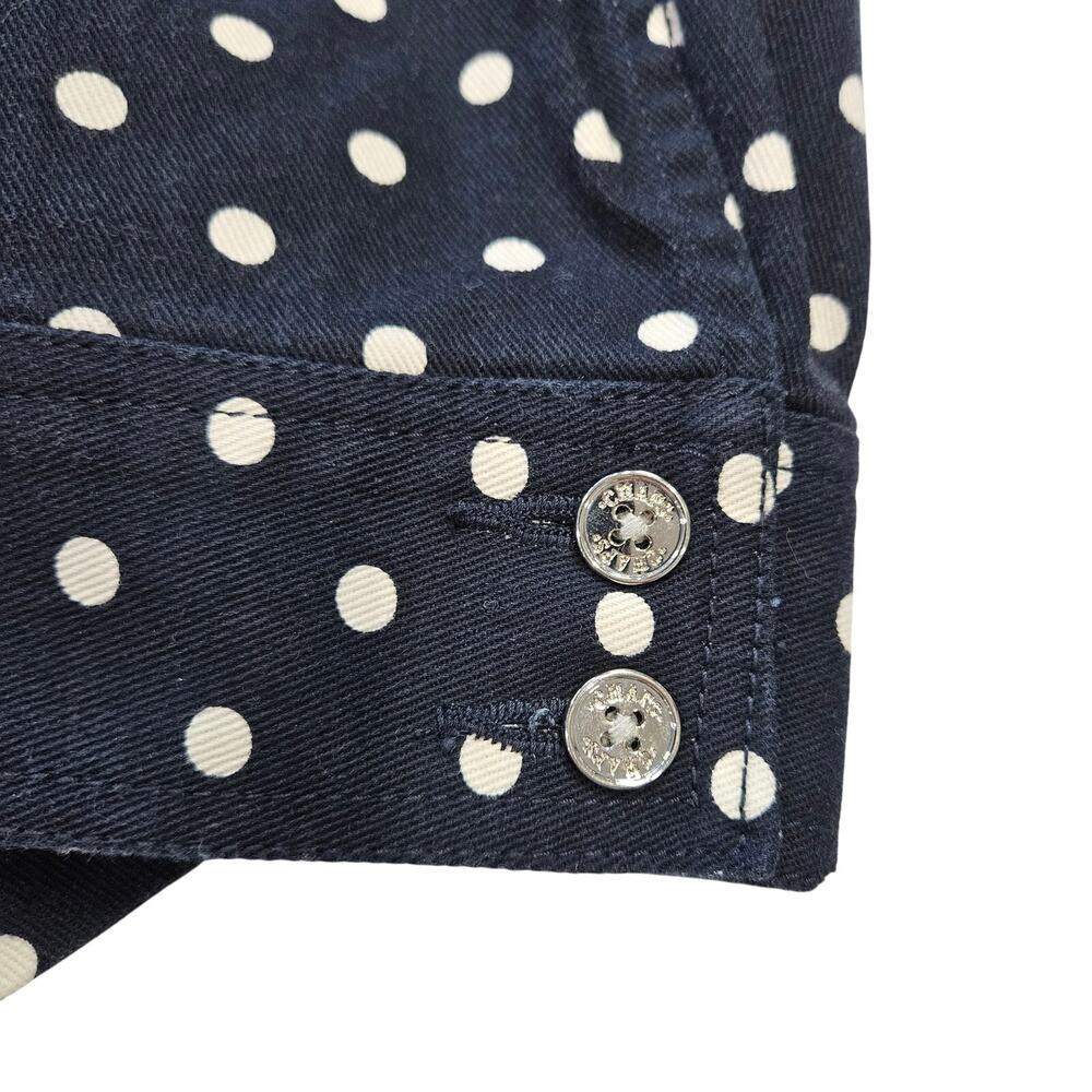 Chaps Ralph Lauren Navy Polka Dot Denim Blazer Jacket Medium Classic Preppy - Picture 2 of 11
